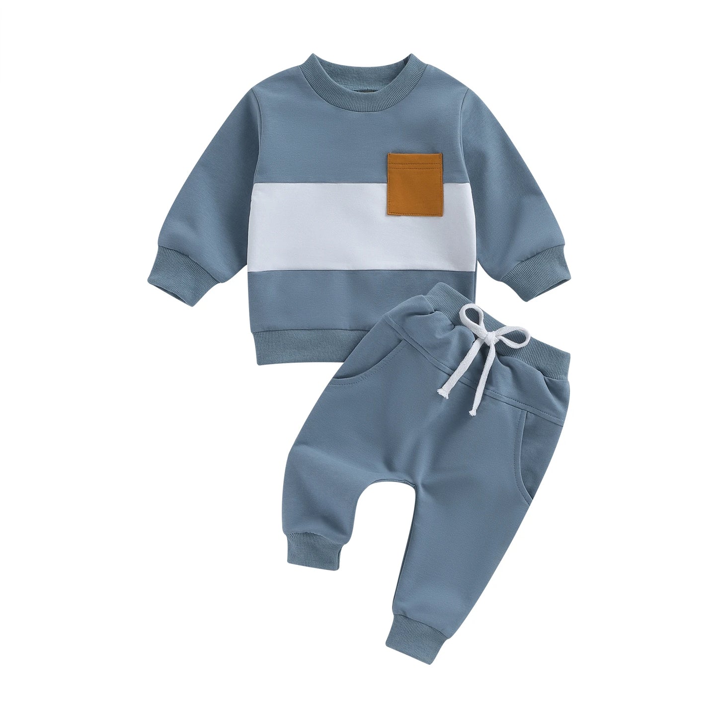 visgogo 0-3Years Baby Boys Clothes 2Pcs Fall Winter Outfits Long Sleeve Contrast Color Pullover Tops and Pants Toddler Tracksuit