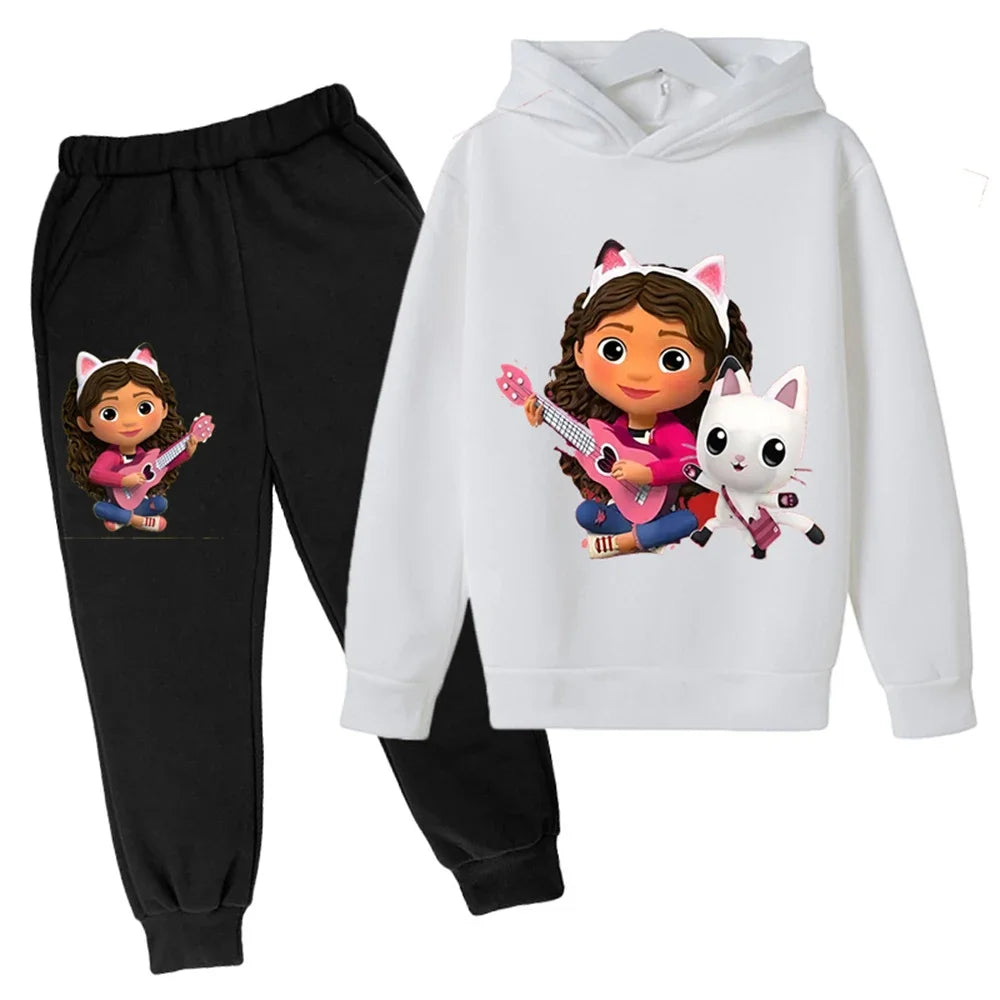 Kids Gabby Cats Hoodie Toddler Girls Gabbys Dollhouse Clothes Baby Boys Long Sleeve Sweatshirt Sets Autumn Children's Clothing