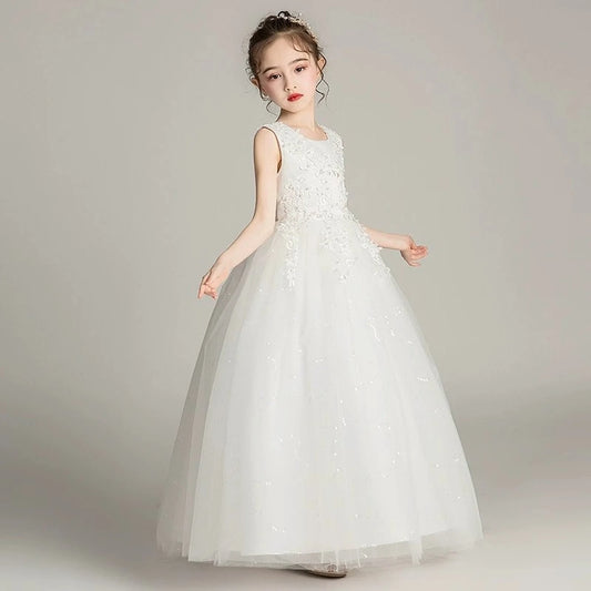 Kids Dresses For Girls Lace Dress Gown Princess Clothes Children Formal Evening Party Flower Girls Wedding Vestidois