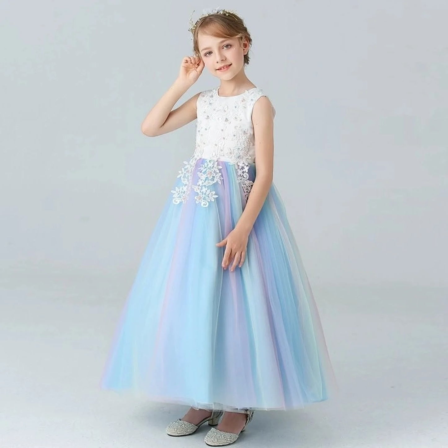 Kids Dresses For Girls Lace Dress Gown Princess Clothes Children Formal Evening Party Flower Girls Wedding Vestidois