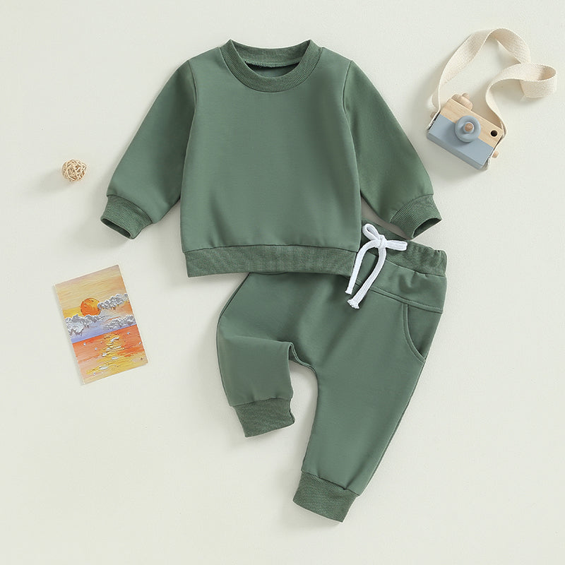 Pudcoco Baby Boy 2 Piece Cute Outfit Solid Color Long Sleeve Sweatshirt and Elastic Pants Set Newborn Infant Fall Clothes 0-3T