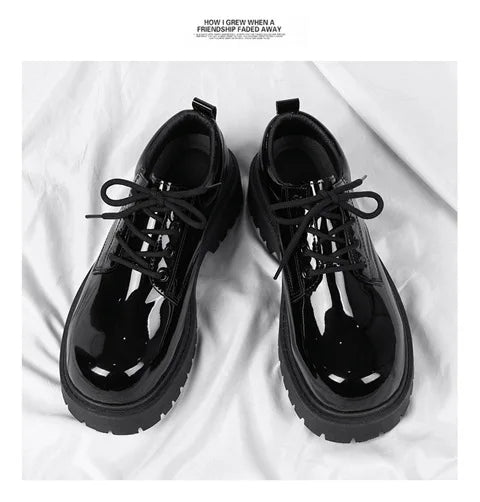Men's Business Shoes Autumn Lace-up Men Shiny Wide Foot Business Shoe British Chunky Male Derby Shoes Luxury Men's Dress Shoes