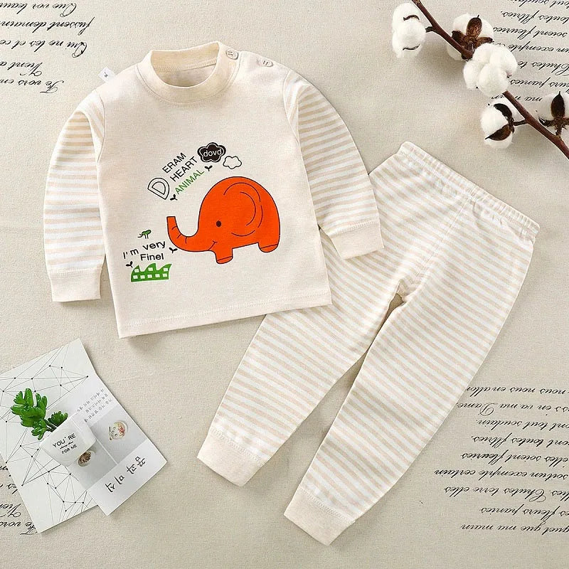 Spring Autumn Toddler Boy Outfits Kids Clothes Girls Korean Cartoon Cute Print Long Sleeve Baby Tops+Pants Children's Sets B238