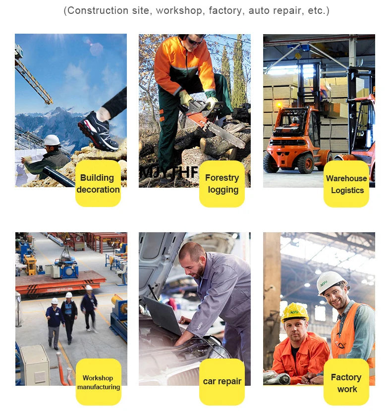 Men's High Top Work Safety Boots with Steel Toe - Anti-Smash, Durable, Protective & Comfortable for Industrial and Outdoor Use