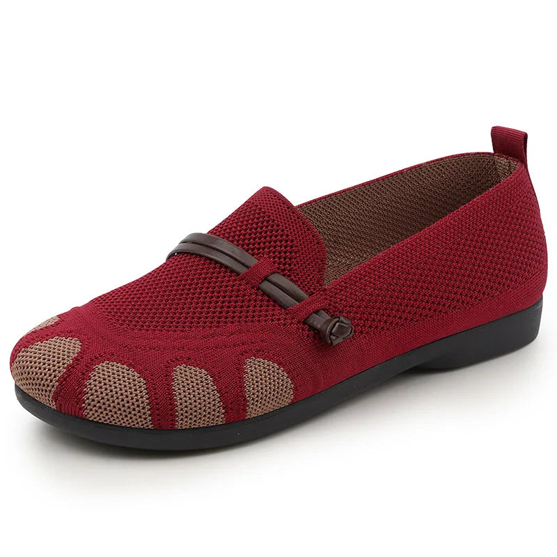 Women's shoes 2025 spring/summer new style shallow mouth flat bottom mother's shoes breathable mesh shoes comfortable loafers