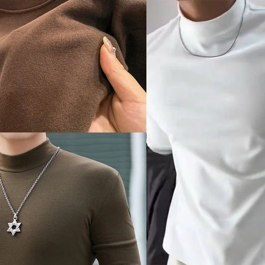 Thermal Underwear Tops Men Winter Clothes Thermal Shirt Autumn Men's Winter Tights High Neck Thin Slim Fit Long Sleeve T-shirt