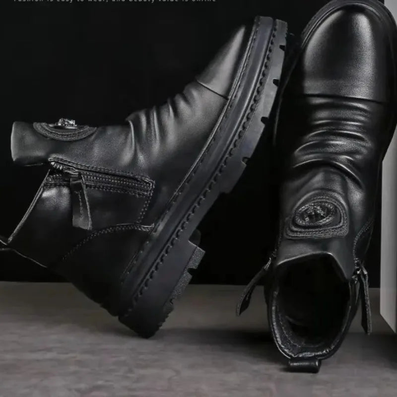 2025 New British Style Men's Short Boots Chelsea Boots for Men Business Men Dress Shoes Casual High-top Boot Men Platform Boots