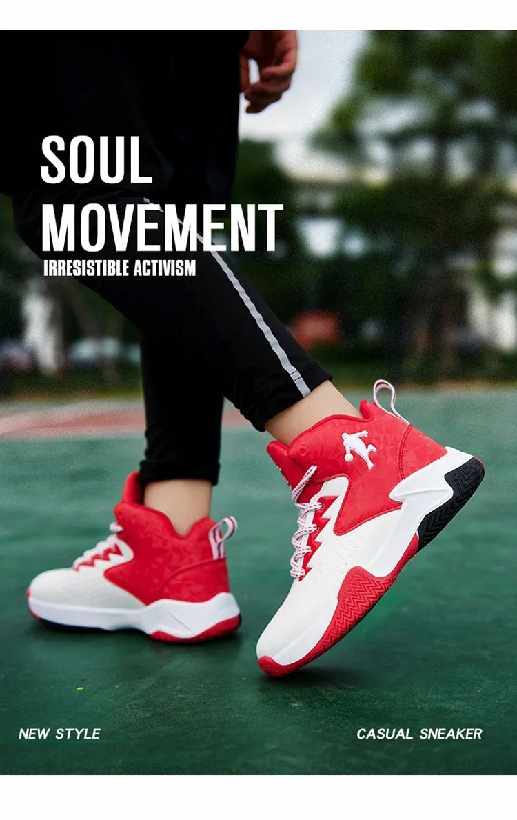 Boys Basketball Shoes High Quality Soft Top Thick Sole Non-slip Kids Sneakers Children Trainer Shoes Outdoor Boy Sport Basket