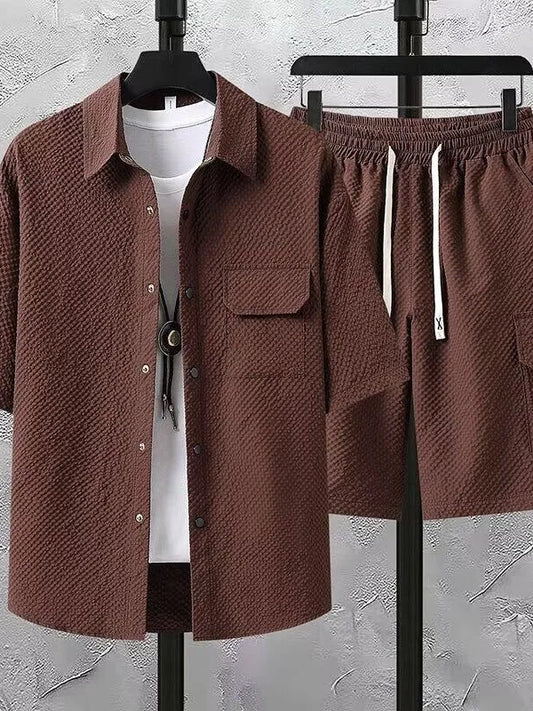 Ice Silk Embroidered ort Sve irt And orts Set for Teen Boys Summer Loose Workwear irt Faionable Brand Five-Quart...