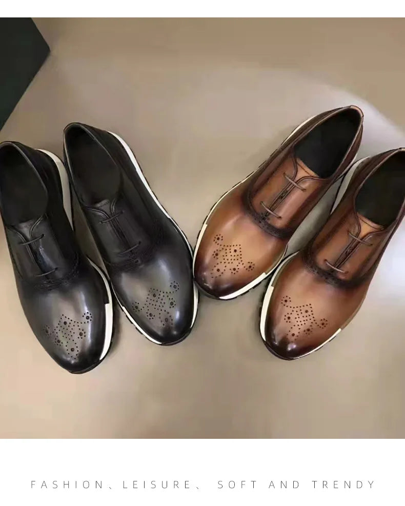 Classic Basic Style Men Oxford Shoes Genuine Leather Solid Color Men Daily Outdoor Shoes Men Nature Leather Sneakers