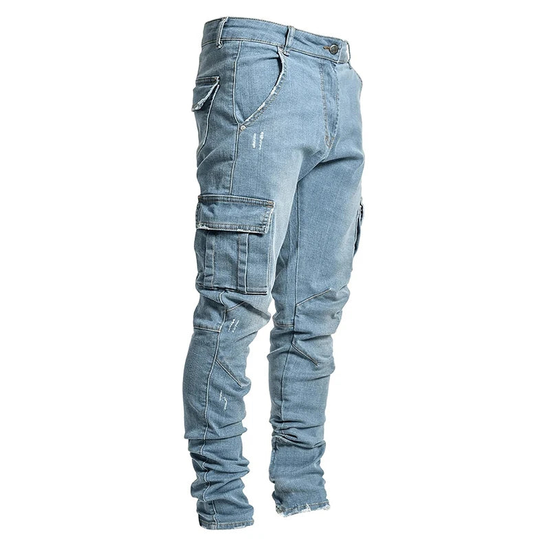 Riding Jeans Man Pants Motorcycle Racing Pant Multiple Pockets Men Denim Tactical Cargo Pants Men's Jeans with Knee Protectors