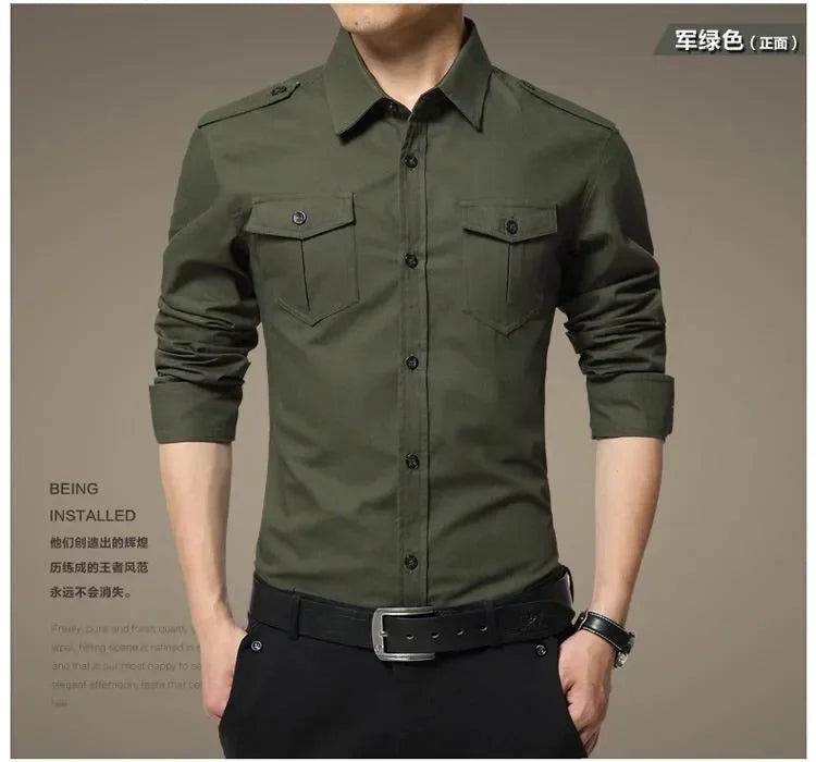 Men Shirts Tops Single Breasted Shirt Turn Down Collar Full Sleeve Casual Regular Splice Simple Slim Fit Top Autumn Winter