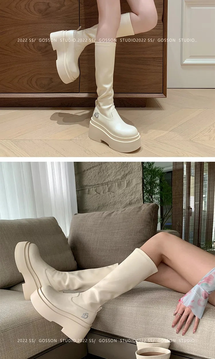 Brand New Gothic Style Sexy Elegant Chunky Platform Women Ankle Boots Big Size 43 Walking Comfy Woman Shoes  Platform Shoes