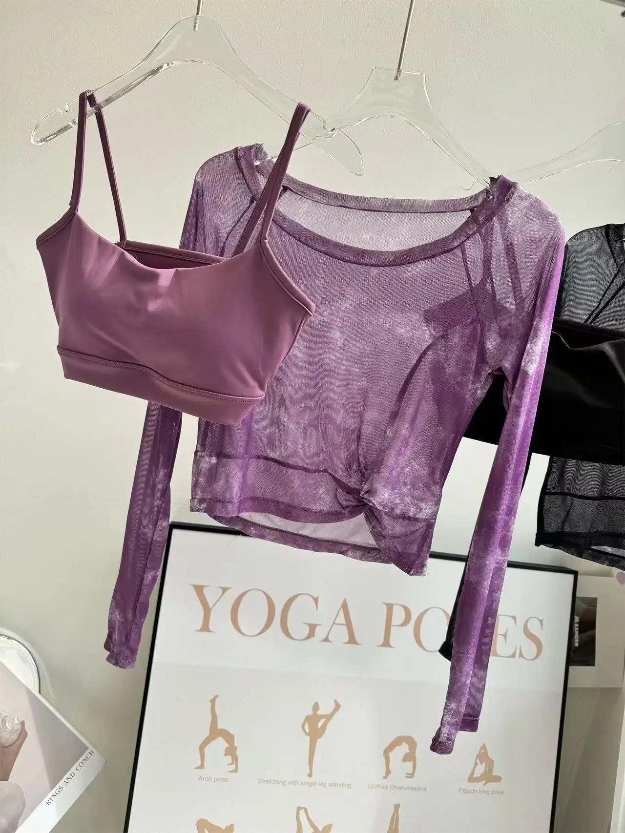2PCS Gym Top Bra with T-Shirt Women Fitness Sport Crop Top Sexy Long Sleeve Shirt Quick Dry Yoga Shirt Outdoor Clothes