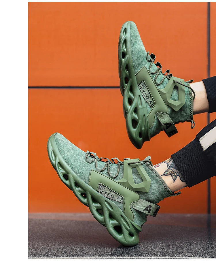 Men's high-top, large-sized casual sports shoes, anti-slip, breathable, woven mesh, loafers, running and tennis men's shoes