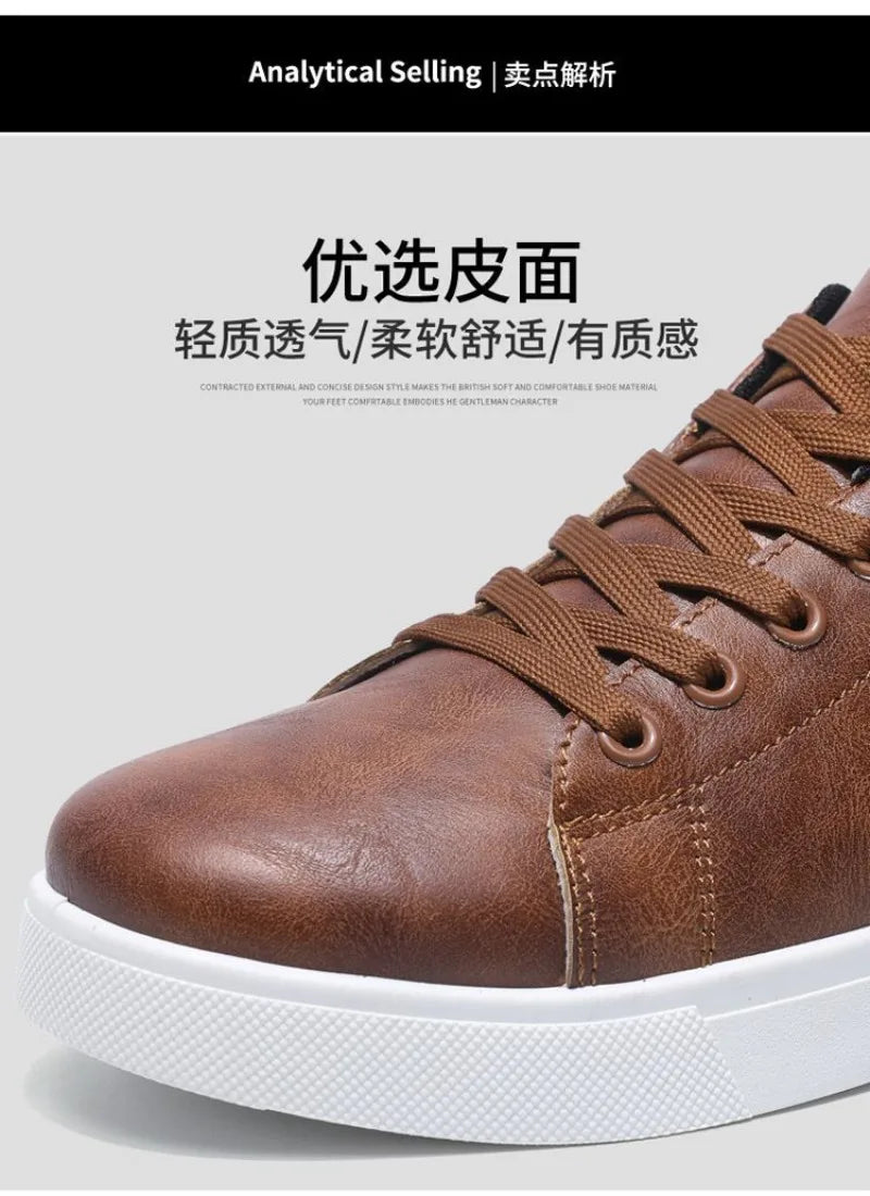 2025 Spring Classic Men Leather Casual Shoes Cross-border Hot Sale Versatile Man Sneakers Loafers Fashion Large Size Board Shoes