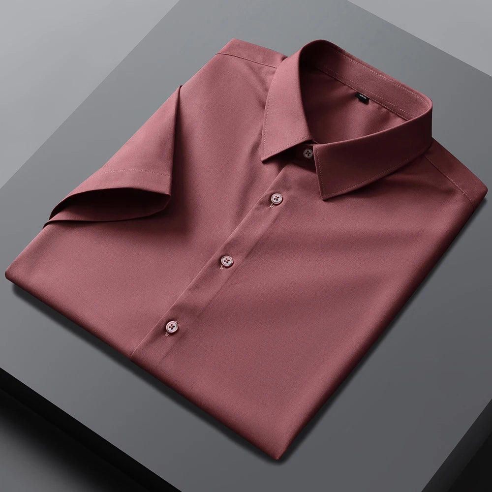 Men's Formal Business Short Sleeve Dress Shirt Wrinkle Free Regular Fit 4-Way Stretch Button Up Shirts for Spring Summer Holiday