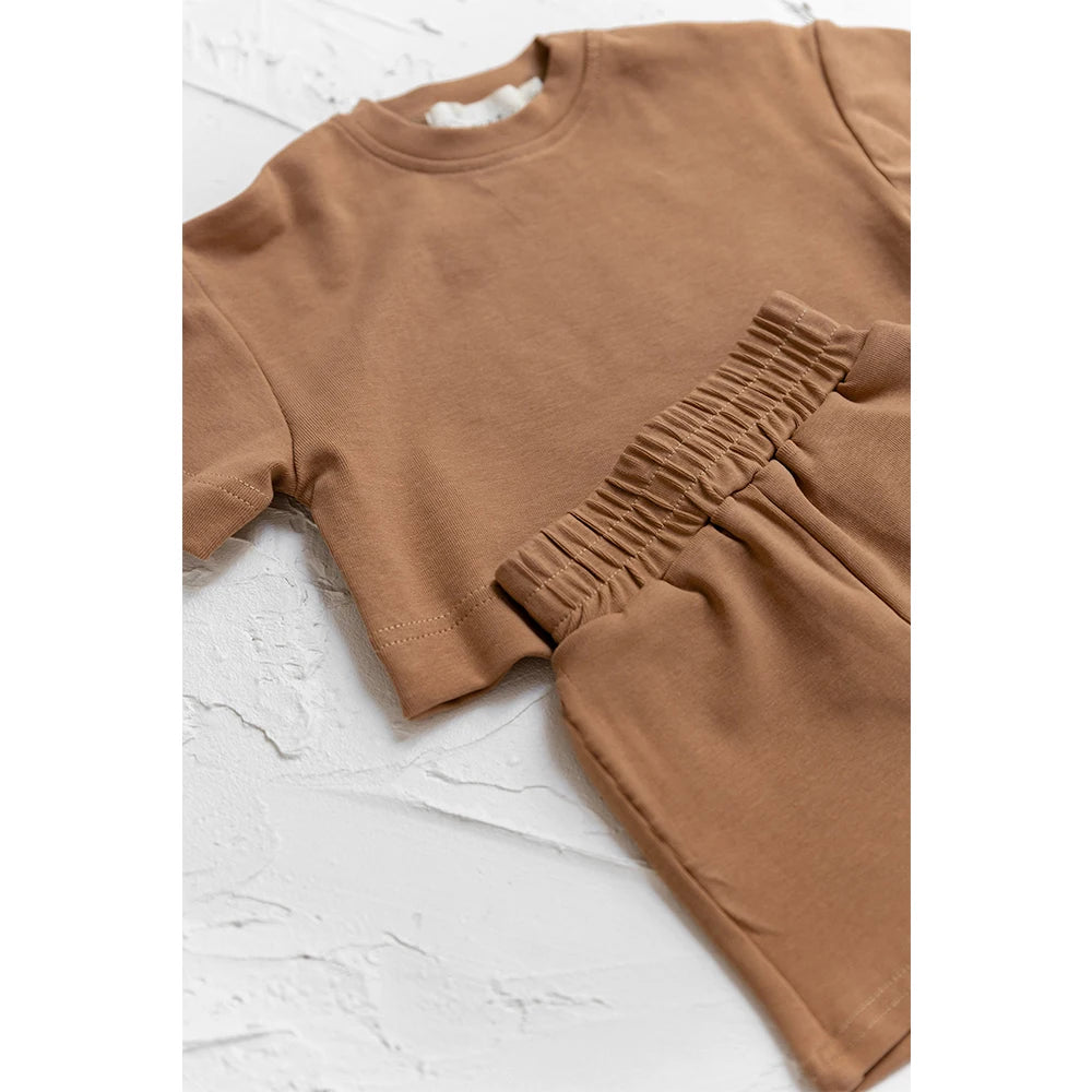 Summer Baby Casual Clothes Set Kids Soft Solid Color Casual Short Sleeve T Shirt + Shorts Kids Girls Boys Outfits Girl Clothes