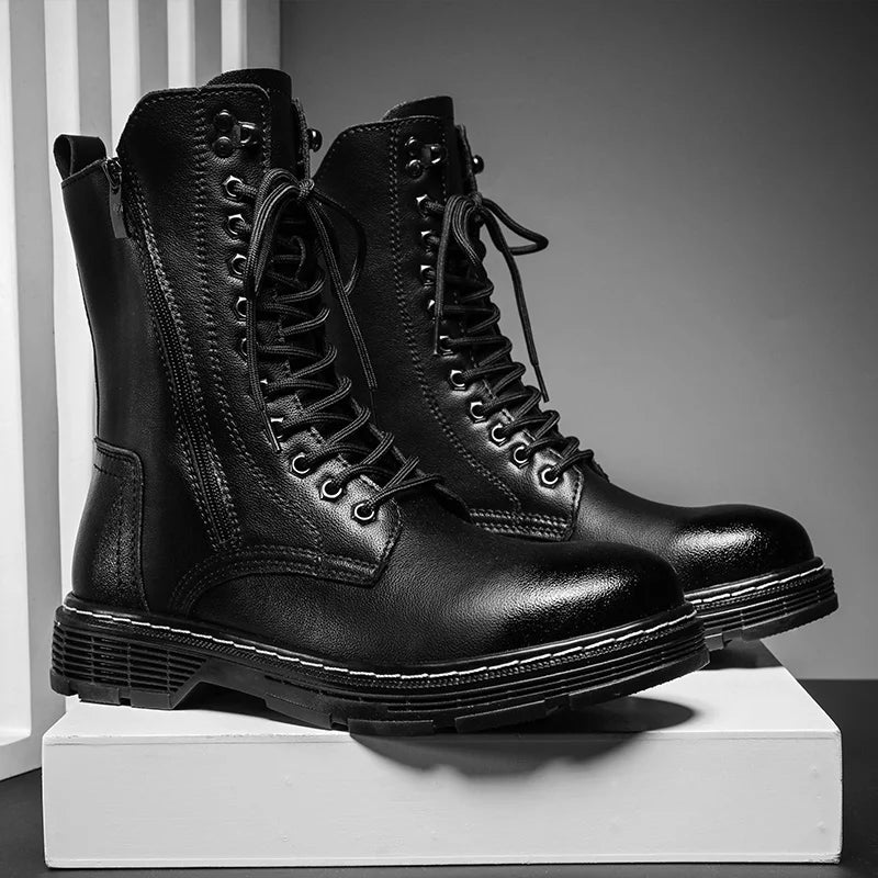 Men Boots Men's High-Top Tooling Boots British All-Match Trendy Non-slip Mens Shoes Autumn Winter Men Platform Boots 2023 New