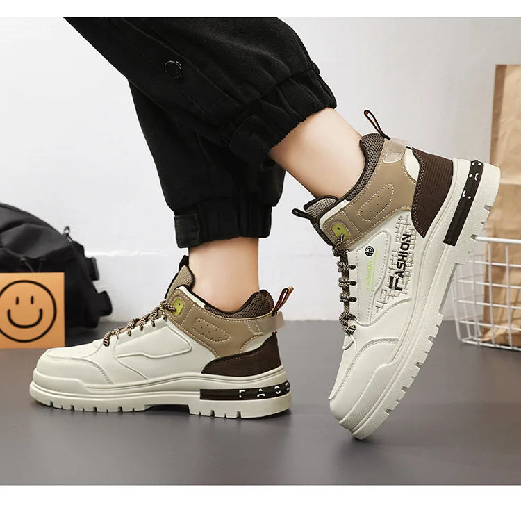 Men's Casual Boots Stylish Thick-soled Non-slip Hiking Boots Breathable High-top Sneakers Ankle Boots for Men Bottes Pour Hommes