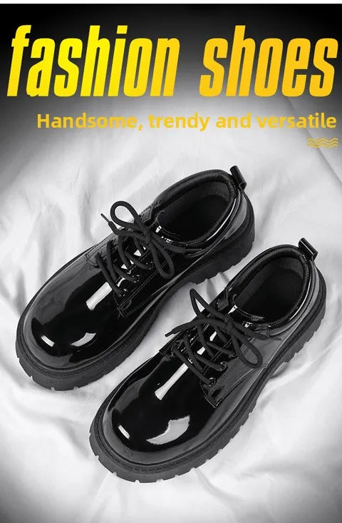 Men's Business Shoes Autumn Lace-up Men Shiny Wide Foot Business Shoe British Chunky Male Derby Shoes Luxury Men's Dress Shoes