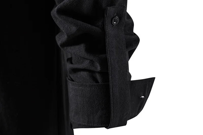 Men Cotton Linen Lace Up Long Sleeve Solid Blouse Shirts Summer Male Solid Loose Pullover Blouse Tops ARJ-A1776