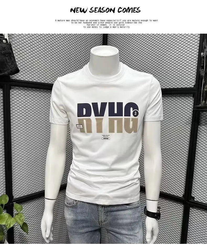 Summer Men's Clothing Luxury Designer 100℅ Cotton Streetwear Letter Printed Casual Cotton Tees Men's O-Neck Short Sleeve T-Shirt