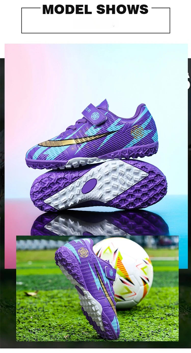 Kids Soccer Shoes TF School Football Boots Boys Girls Cleats Grass Sneakers Child Outdoor Athletic Training Sports Footwear28-39