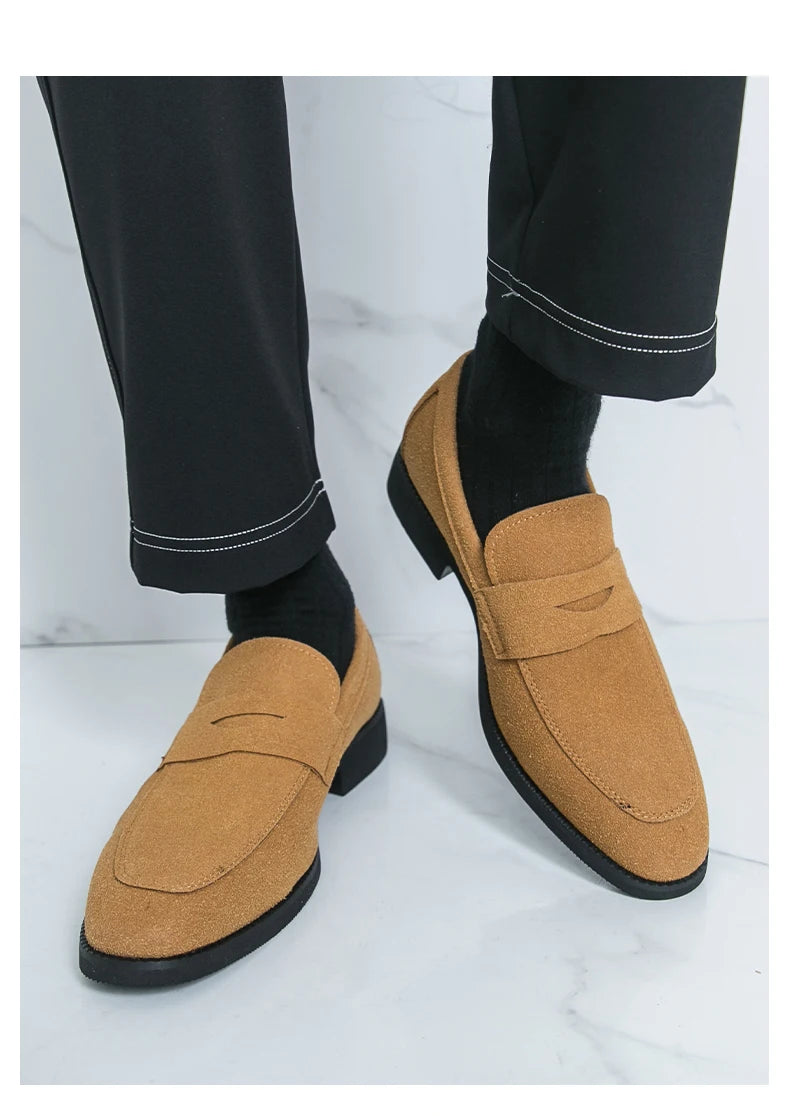 Classic Casual Leather Shoes For Men High Quality Social Shoes Men Fashion Slip On Flat Business Men's Loafers