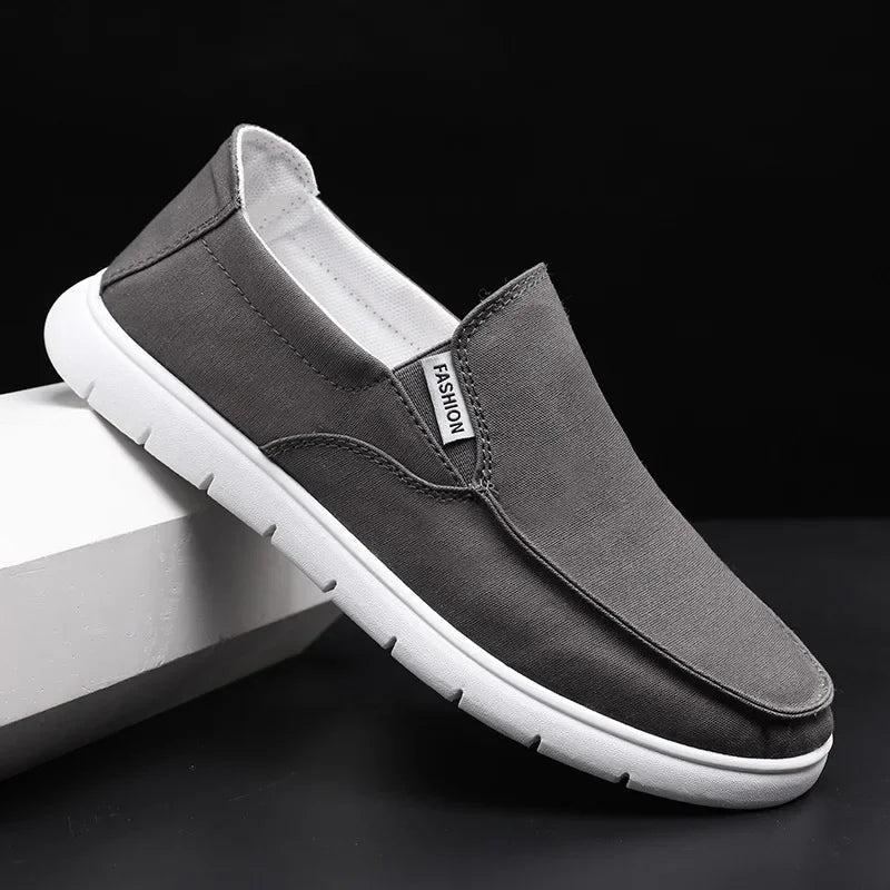 2025 Spring Summer Cloth Shoes Men Flat Footwear Slip-on Brand Street Style Cool Young Mens Casual Shoes Black Blue D325