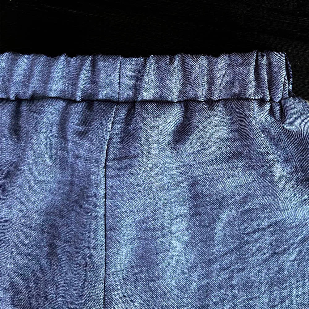 Bear Leader Korean Version Kids Clothes Girls Blue Imitation Denim Suit Summer New Sleeveless Top+Wide Leg Pants Two-piece Set