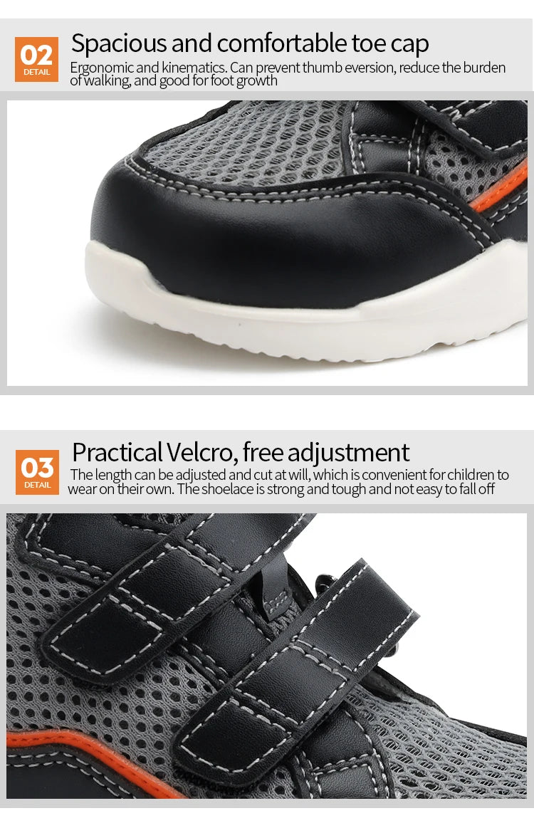 Orthopedic Shoes for Kids Boys School Sports Sneakers with Arch Support Corrective Insoles High Back Breathable Black Trainers