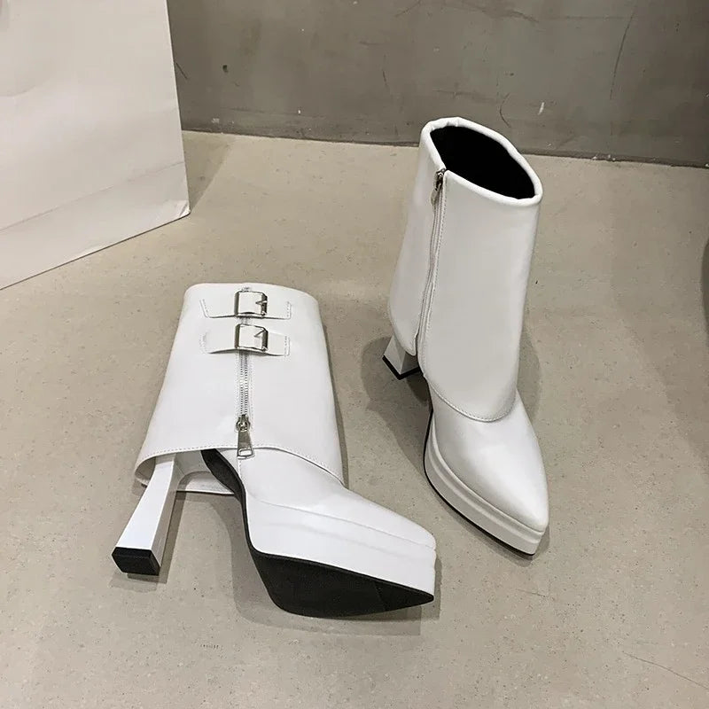 Boots for Women Fashion Designer Trouser Tube Boots Thick Bottom Heightening Platform Boots Women's Side Zipper Ankle Boot Botas