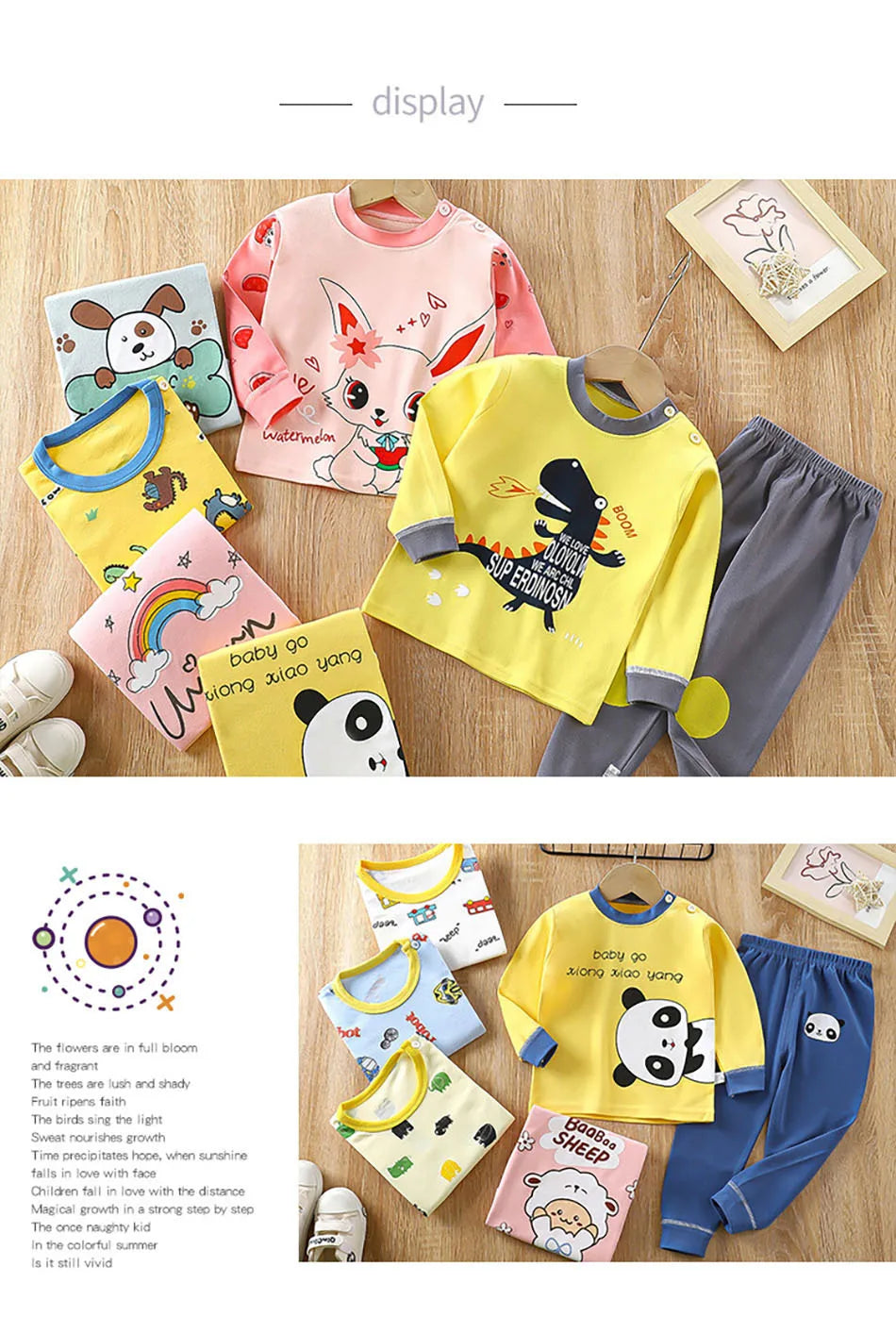Cotton Kids Pajamas Set for Boys Girls Autumn and Winter Cartoon Sleeping Loungewear Children Night Sleepwear Home Wear Clothes