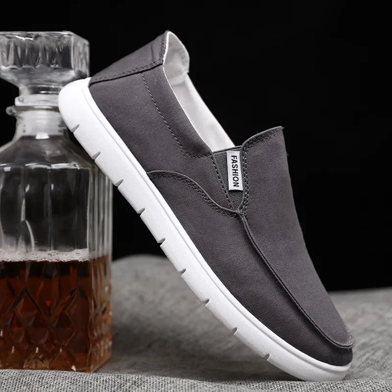 2025 Spring Summer Cloth Shoes Men Flat Footwear Slip-on Brand Street Style Cool Young Mens Casual Shoes Black Blue D325