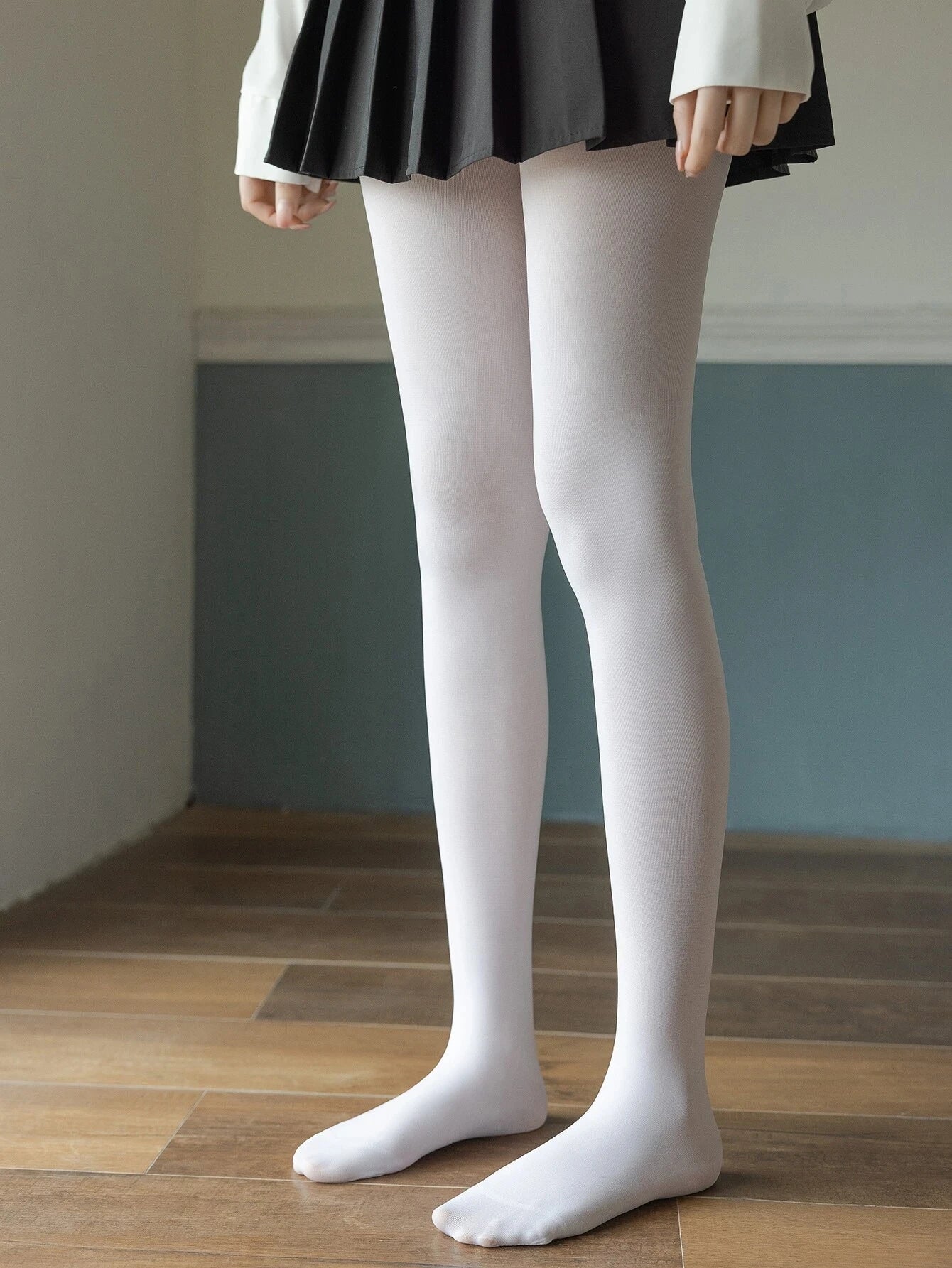 1 Piece Anti-Hook Silk Velvet White Stockings For Women Jk Lolita Girly Pantyhose