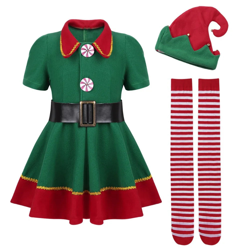 Kids Christmas Dress For Girls Clothes Autumn Winter 2026 New Children Cute Cartoon Print Long Sleeve Xmas Party Casual Dress