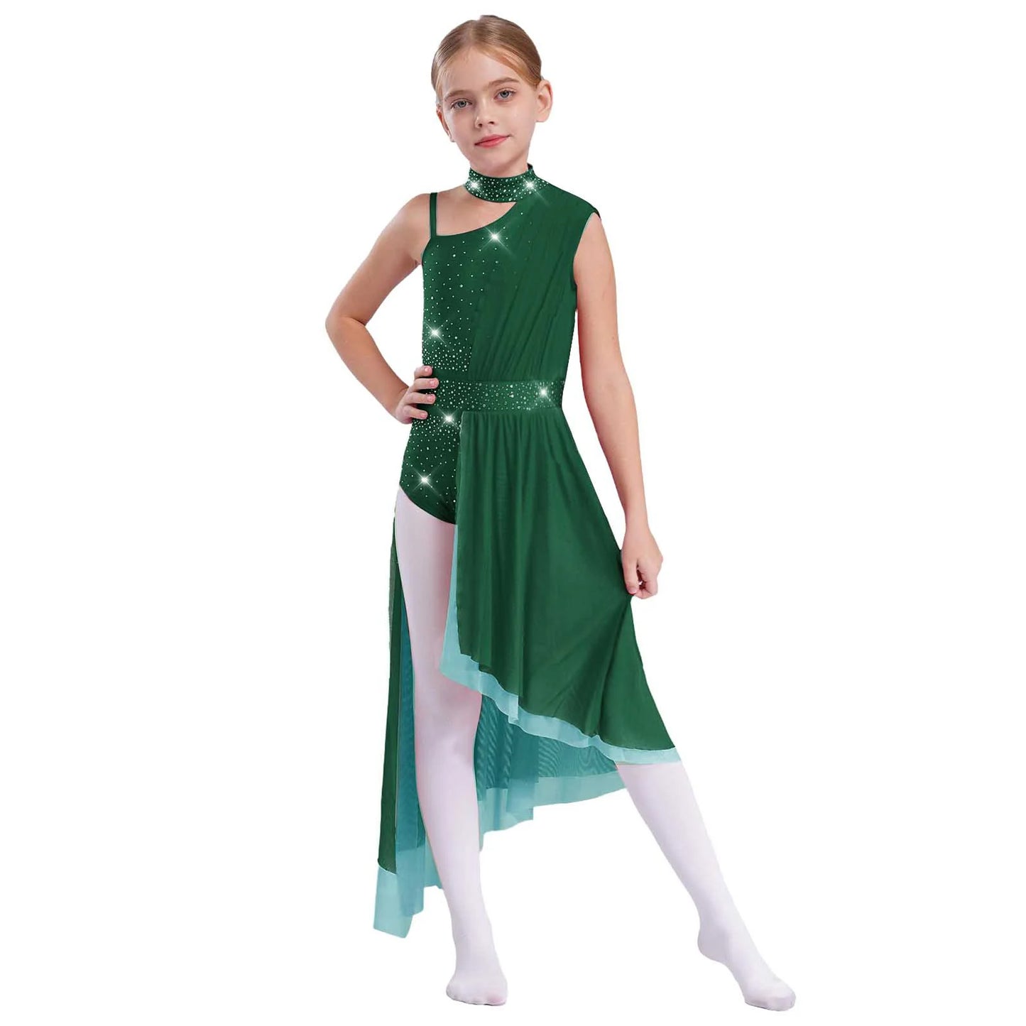 Kids Dance Dress for Girls Modern Contemporary Ballet Skirted Leotard Dress Lyrical Dance Costume Stage Ballerina Dancewear