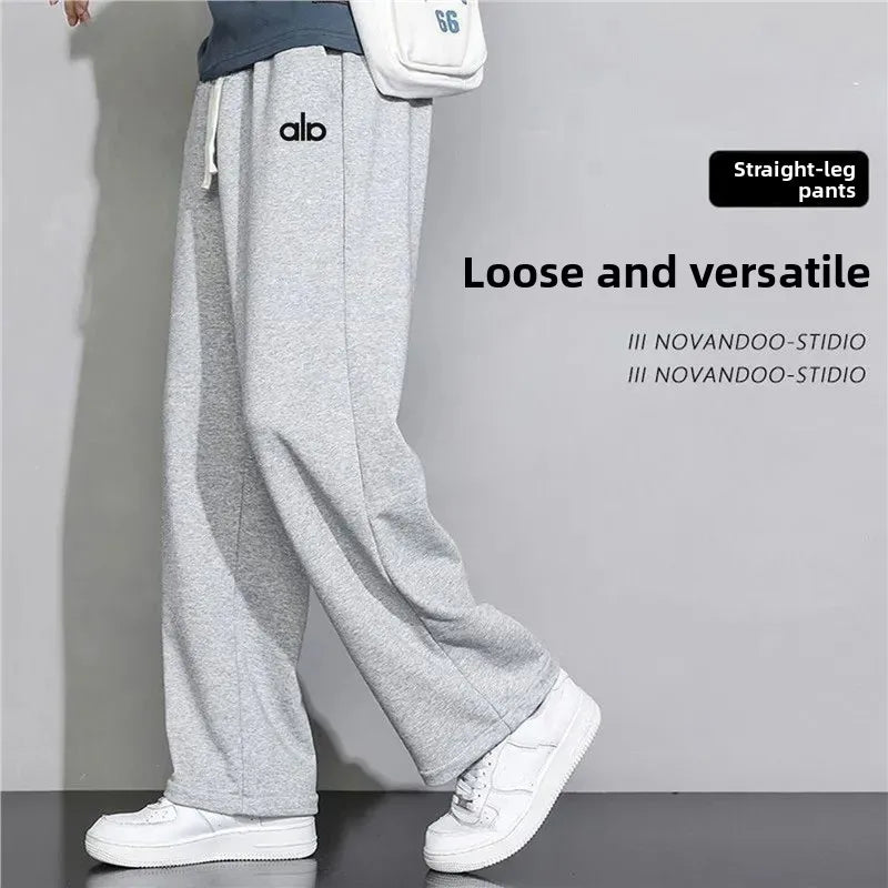 Spring Autumn Loose Wide Leg Thin Straight Leg Sweatpants Trendy Casual Sports Winter Grey Long Pants for Men And Children