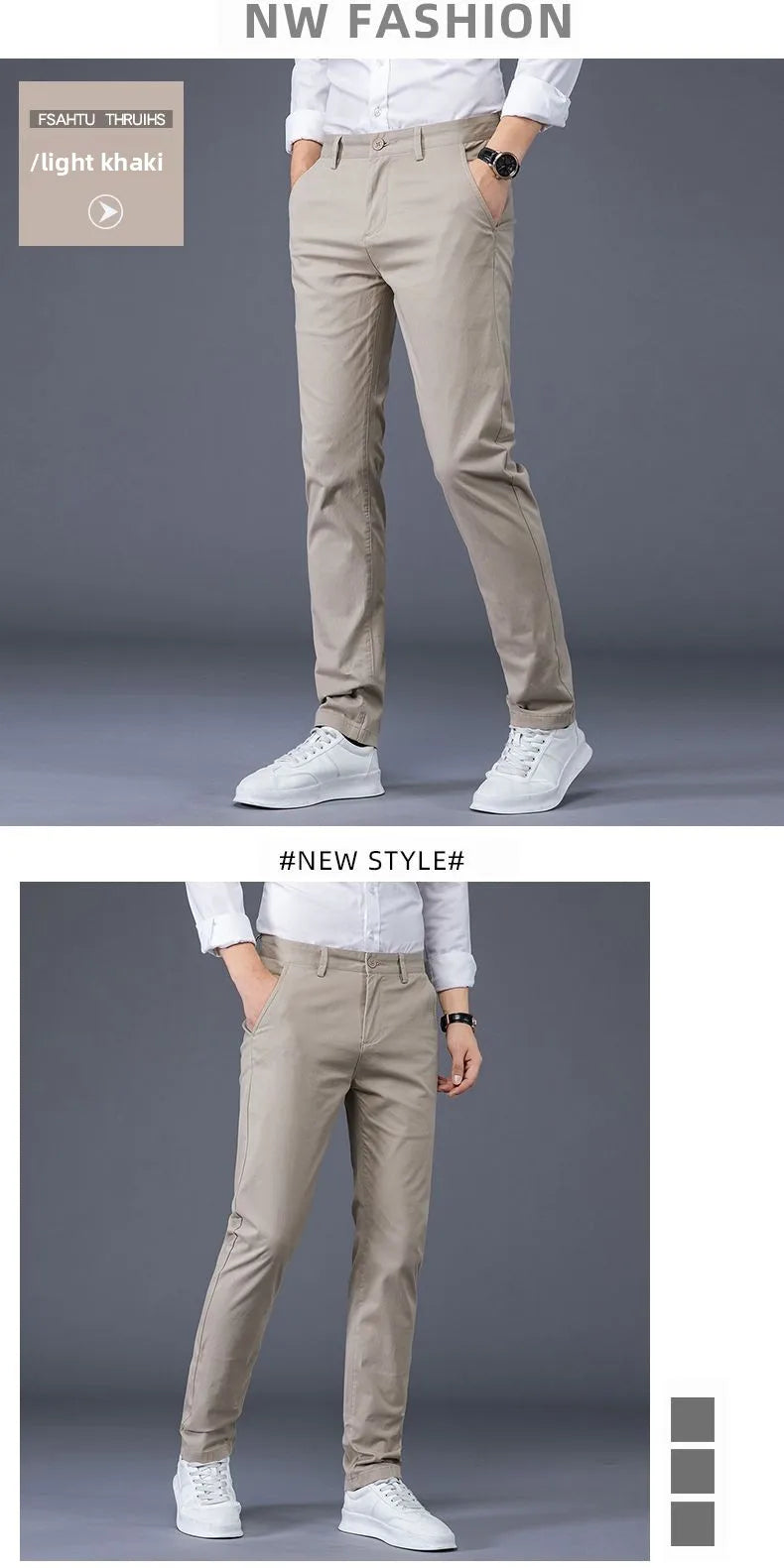 Men's Business Spring and Autumn Men's Casual Pants High-end Cotton Straight Stretch New Long Pants Slim Fleece PantsPlush