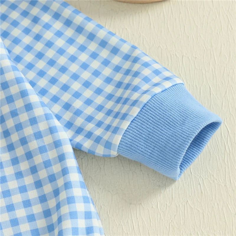 Baby Boys Romper Casual Dog Embroidery Plaid Long Sleeve Jumpsuit Spring Autumn Infant Toddler Outfit Clothing