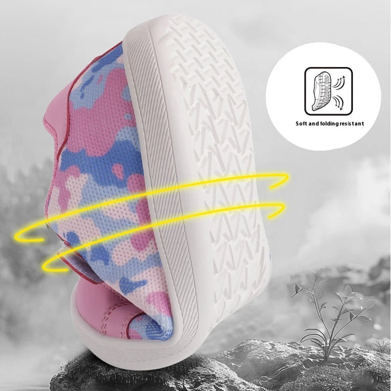 New Kids Wide Toe Barefoot Shoes Little/Big/Kid Hook Loop Minimalist Sneakers Artificial Leather Mesh Lightweight Shoes