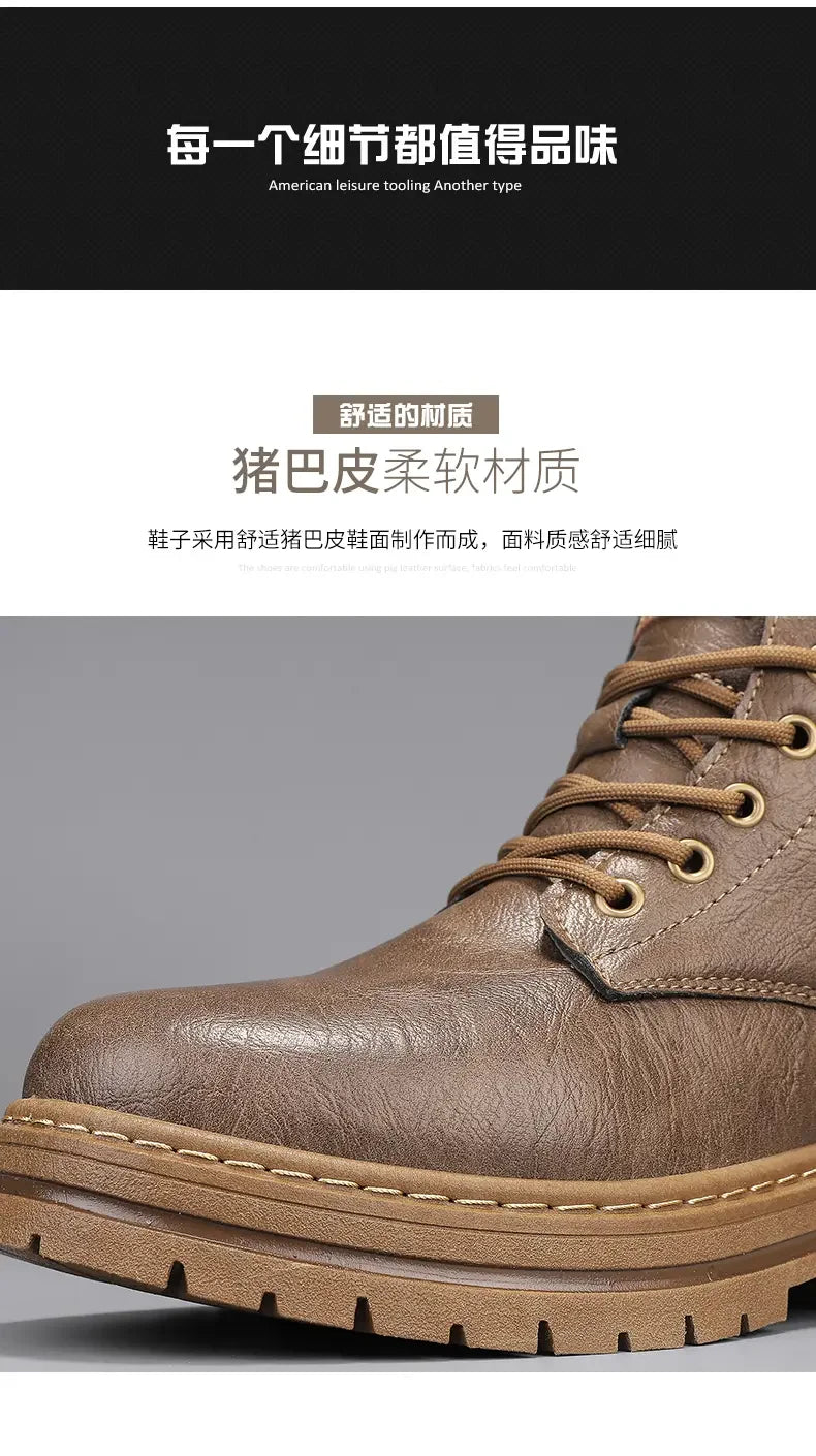 Boots Men All Season Outdoor Work Shoes Anti Slip and Comfortable Black Ankle  Boots Fashionable British Casual Denim Boots 2025