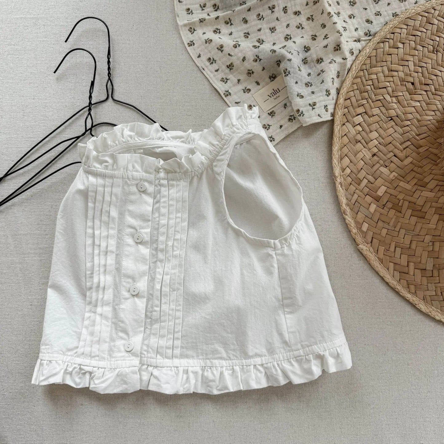 2025 Summer New Girls Sleeveless Lace Shirts Children Cotton Vest Baby Girls Blouse Solid Loose Princess Tops Kids Clothes