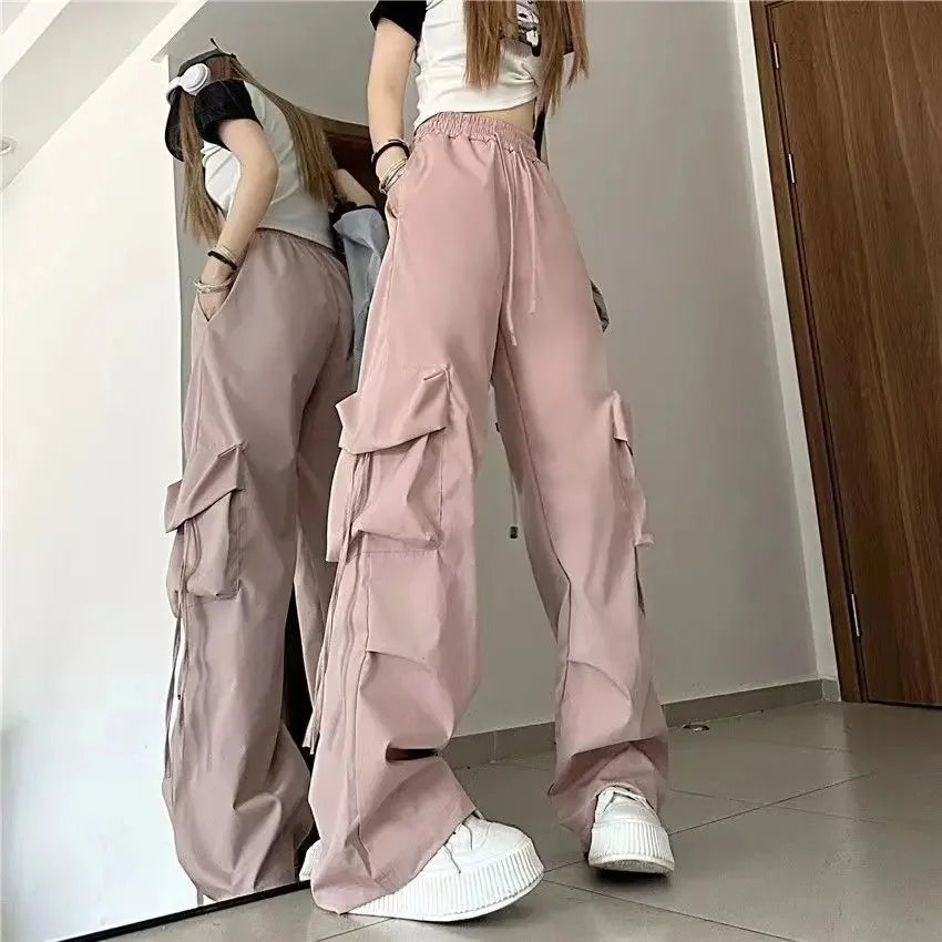 Korean Style Casual Workwear Pants Women's Loose Wide Leg Trousers Straight Cut Drapey Cuffed Long Trousers Fashionable Versatil