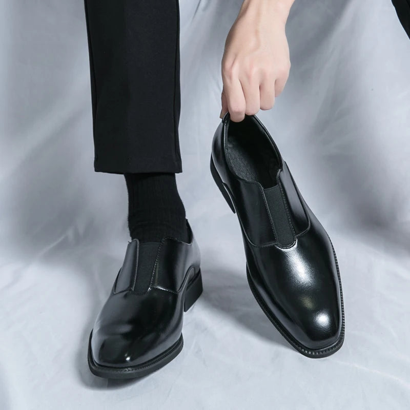 Classic Brand Men's Leather Casual Shoes Soft Soled Massage Pointed Chelsea Shoes High-end Banquet Luxury Men's Formal Shoes