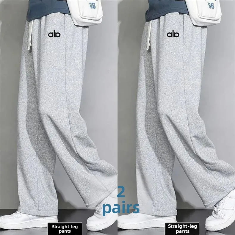 Spring Autumn Loose Wide Leg Thin Straight Leg Sweatpants Trendy Casual Sports Winter Grey Long Pants for Men And Children