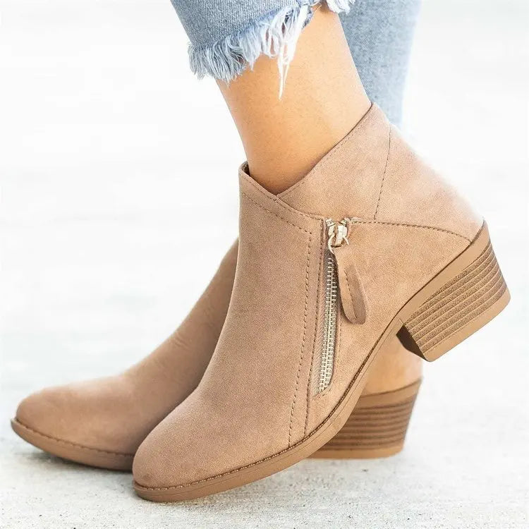 Women Booties 2022Autumn Suede 6 Boots Women Fashion Size 43 Platform Boots Side Zipper Heeled Ankle Boots Botas De Mujer