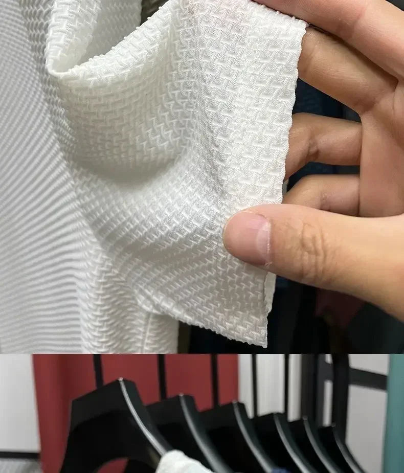 Summer Men's Round Neck Short Sleeved T-shirt M-5XL Oversize Wrinkle Resistant Breathable Top Texture Fabric Versatile Tees