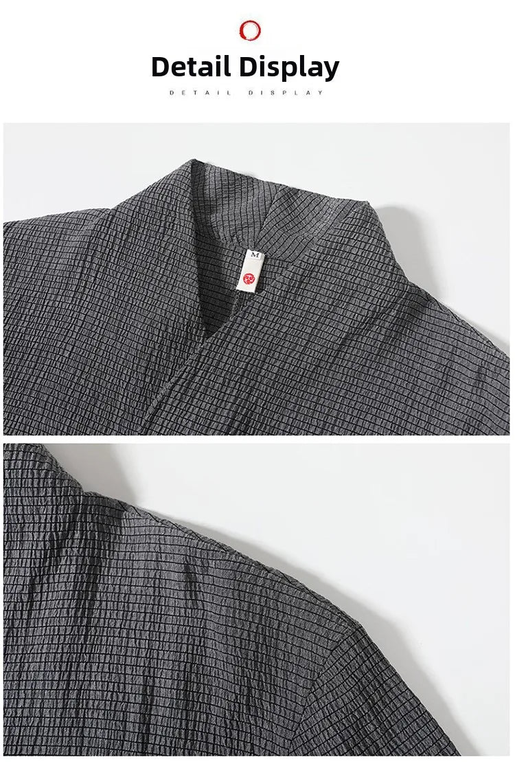 Summer Thin Ice Silk Casual Loose Sve T-irt Two-Piece Set for Young Men Comfortable Breathable Lightweight Long Pants